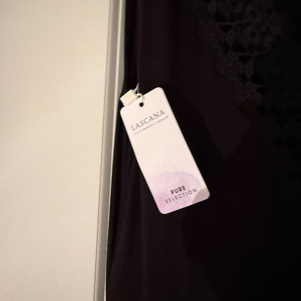 NWT Lascana Black Cotton Midi Dress Lace V-Back Sleeveless Size 8 - Picture 2 of 2